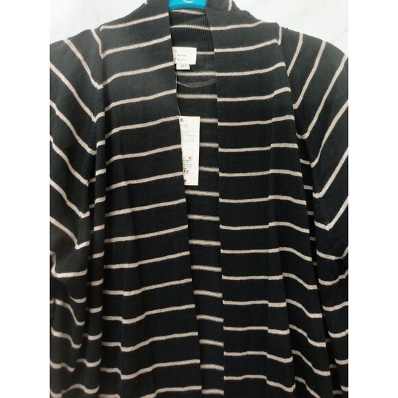 A New Day Striped Open Cardigan – Size Large – Black & Taupe – New with Tags - Picture 4 of 11